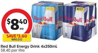 Coles Red Bull Energy Drink 4x250mL offer