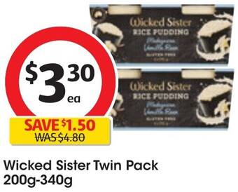 Coles Wicked Sister Twin Pack 200g-340g offer