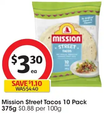 Coles Mission Street Tacos 10 Pack 375g offer