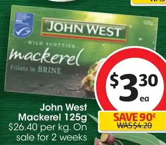 Coles John West Mackerel 125g offer