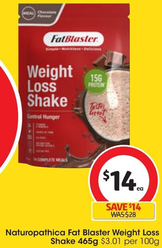 Naturopathica Fat Blaster Weight Loss Shake 465g offer at Coles
