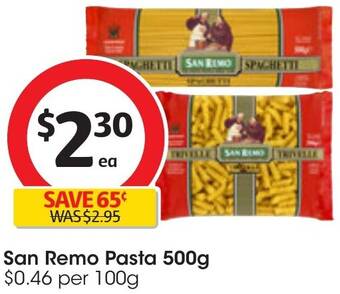 Coles San Remo Pasta 500g offer