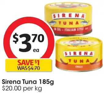 Coles Sirena Tuna 185g offer