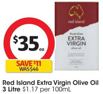 Coles Red Island Extra Virgin Olive Oil 3 Litre offer