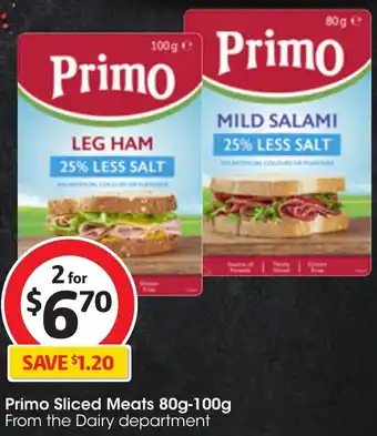 Coles Primo Sliced Meats 80g-100g offer
