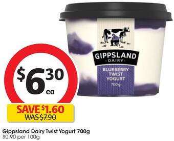 Coles Gippsland Dairy Twist Yogurt 700g offer