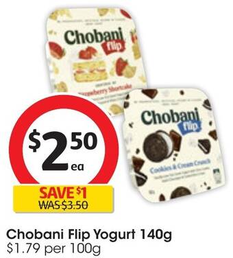 Coles Chobani Flip Yogurt 140g offer