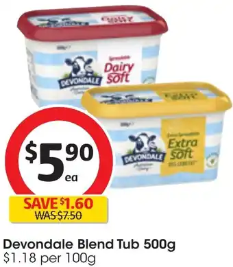 Coles Devondale Blend Tub 500g offer