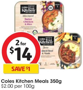 Coles Coles Kitchen Meals 350g offer