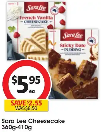 Coles Sara Lee Cheesecake 360g-410g offer