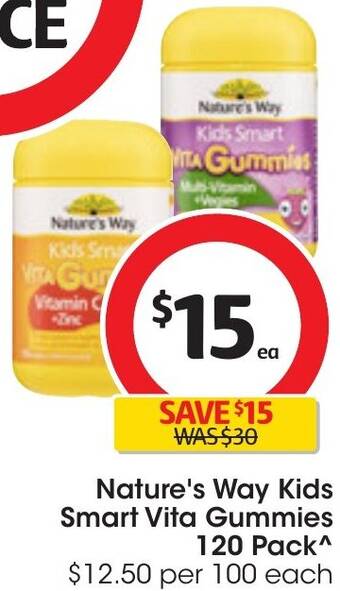 Coles Nature's Way Kids Smart Vita Gummies 120 Pack offer
