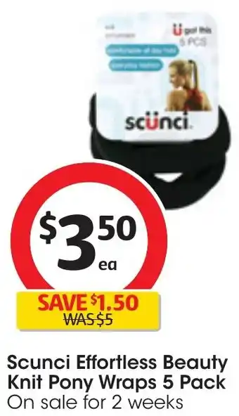Coles Scunci Effortless Beauty Knit Pony Wraps 5 Pack offer