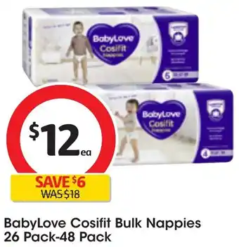 Coles BabyLove Cosifit Bulk Nappies 26 Pack-48 Pack offer