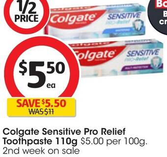 Coles Colgate Sensitive Pro Relief Toothpaste 110g offer