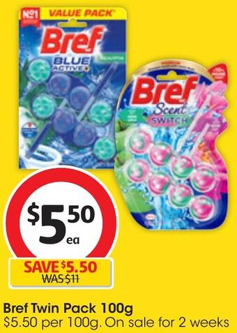 Coles Bref Twin Pack 100g offer
