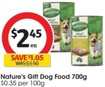 Coles Nature's Gift Dog Food 700g offer