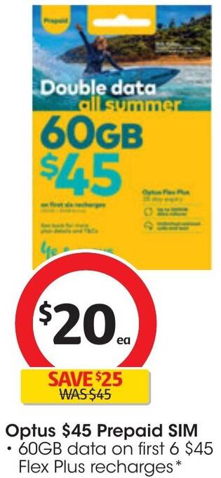 Coles Optus $45 Prepaid SIM offer