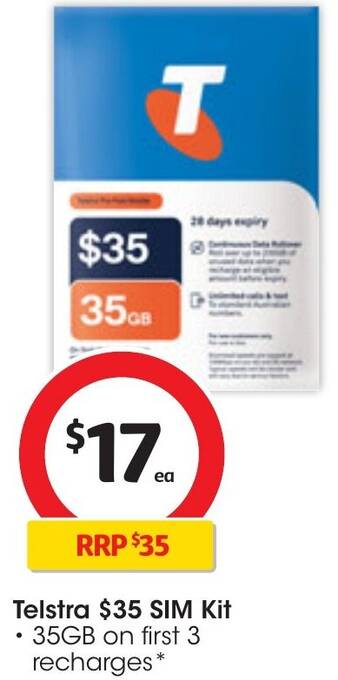 Coles Telstra $35 SIM Kit offer