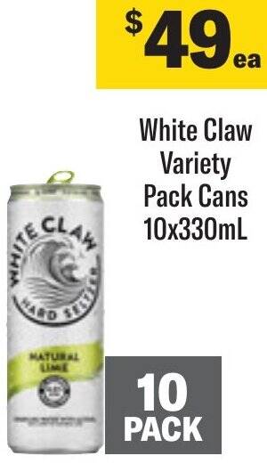 Coles White Claw Variety Pack Cans 10x330mL offer