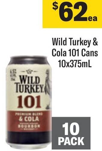 Coles Wild Turkey & Cola 101 Cans 10x375mL offer