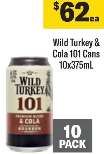 Coles Wild Turkey & Cola 101 Cans 10x375mL offer