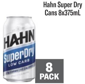 Coles Hahn Super Dry Cans 8x375mL offer