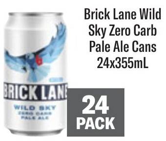 Coles Brick Lane Wild Sky Zero Carb Pale Ale Cans 24x355mL offer