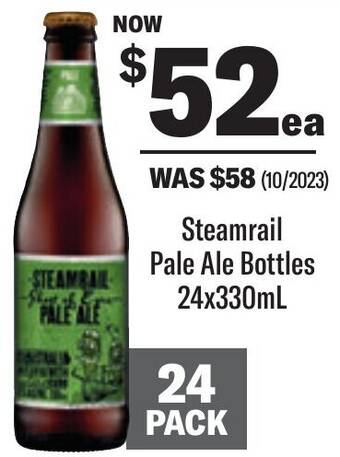 Coles Steamrail Pale Ale Bottles 24x330mL offer
