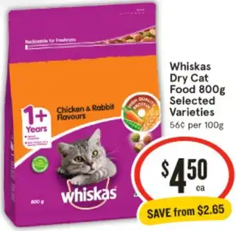 IGA Whiskas Dry Cat Food 800g offer