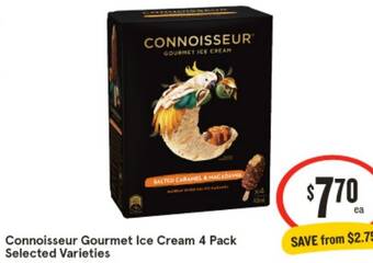 IGA Connoisseur Gourmet Ice Cream 4 Pack offer