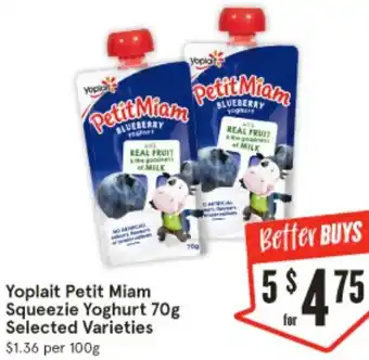 IGA Yoplait Petit Miam Squeezie Yoghurt 70g offer