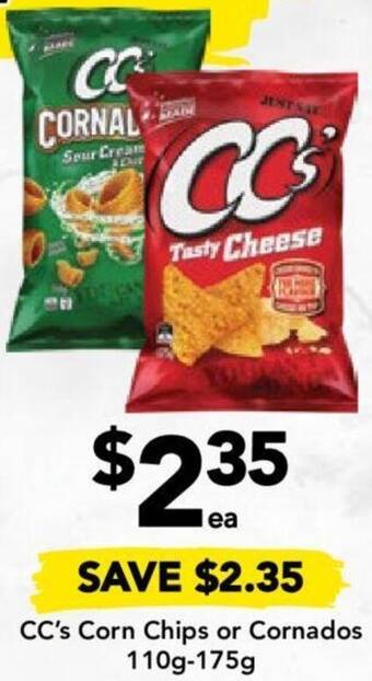 Drakes CC's Corn Chips or Cornados 110g-175g offer