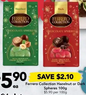 Drakes Ferrero Collection Hazelnut or Dark Spheres 100g offer