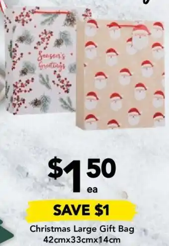 Drakes Christmas Large Gift Bag 42cmx33cmx14cm offer