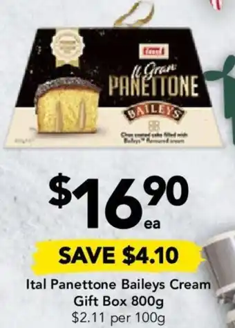 Drakes Ital Panettone Baileys Cream Gift Box 800g offer