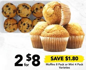 Drakes Muffins 8 Pack or Mini 4 Pack offer
