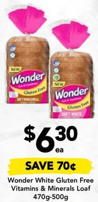 Drakes Wonder White Gluten Free Vitamins & Minerals Loaf 470g-500g offer