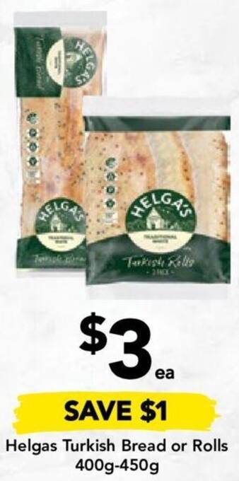 Drakes Helgas Turkish Bread or Rolls 400g-450g offer