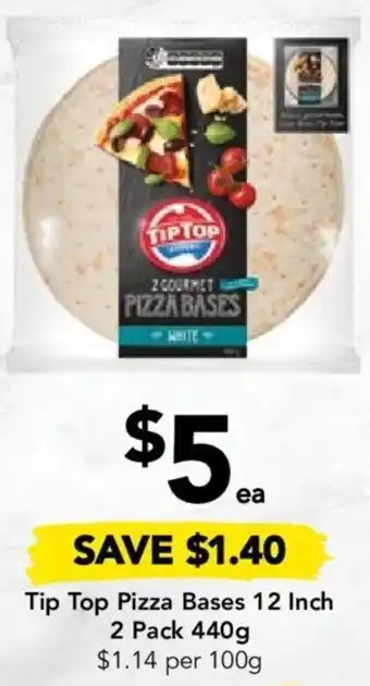 Drakes Tip Top Pizza Bases 12 Inch 2 Pack 440g offer