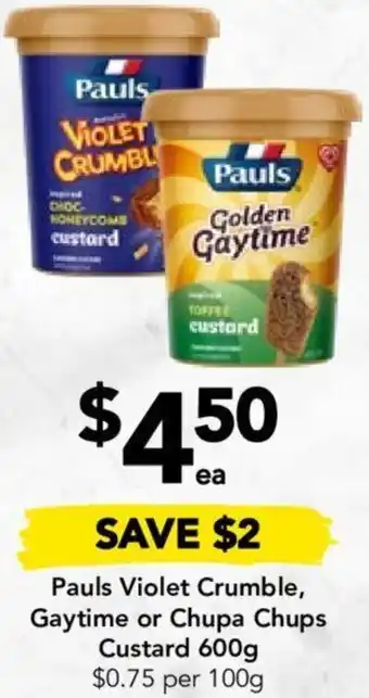 Pauls Violet Crumble, Gaytime or Chupa Chups Custard 600g