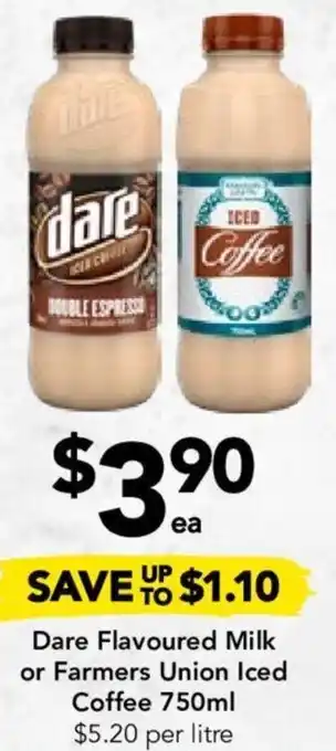 Drakes Dare Flavoured Milk or Farmers Union Iced Coffee 750ml offer