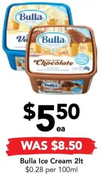 Bulla Ice Cream 2lt