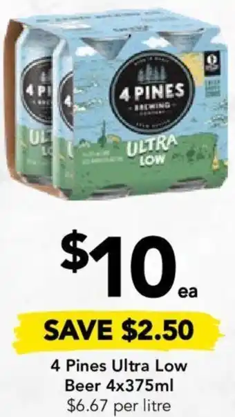 Drakes 4 Pines Ultra Low Beer 4x375ml offer