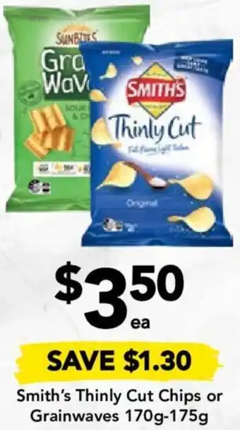 Drakes Smith's Thinly Cut Chips or Grainwaves 170g-175g offer