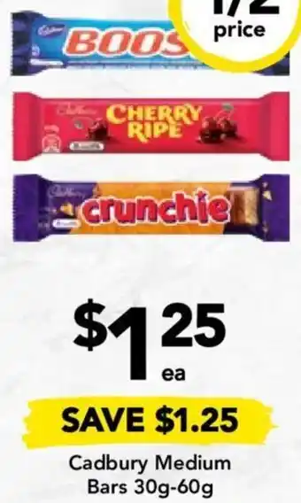 Cadbury Medium Bars 30g-60g