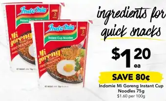 Indomie Mi Goreng Instant Cup Noodles 75g