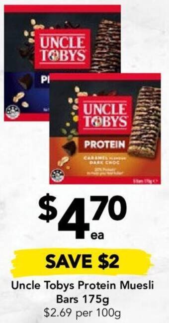 Drakes Uncle Tobys Protein Muesli Bars 175g offer