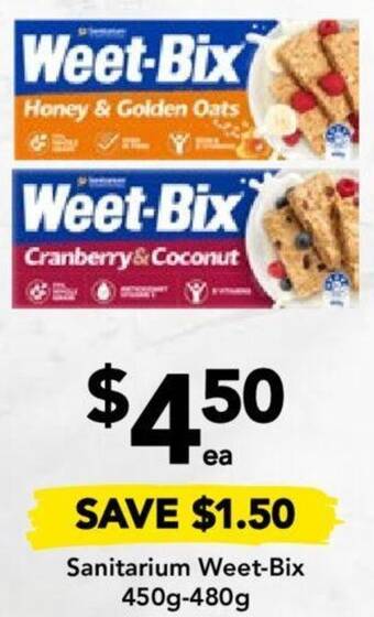 Drakes Sanitarium Weet-Bix 450g-480g offer