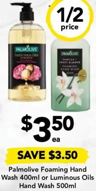 Palmolive Foaming Hand Wash 400ml or Luminous Oils Hand Wash 500ml