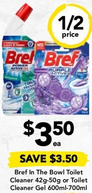 Drakes Bref In The Bowl Toilet Cleaner 42g-50g or Toilet Cleaner Gel 600ml-700ml offer